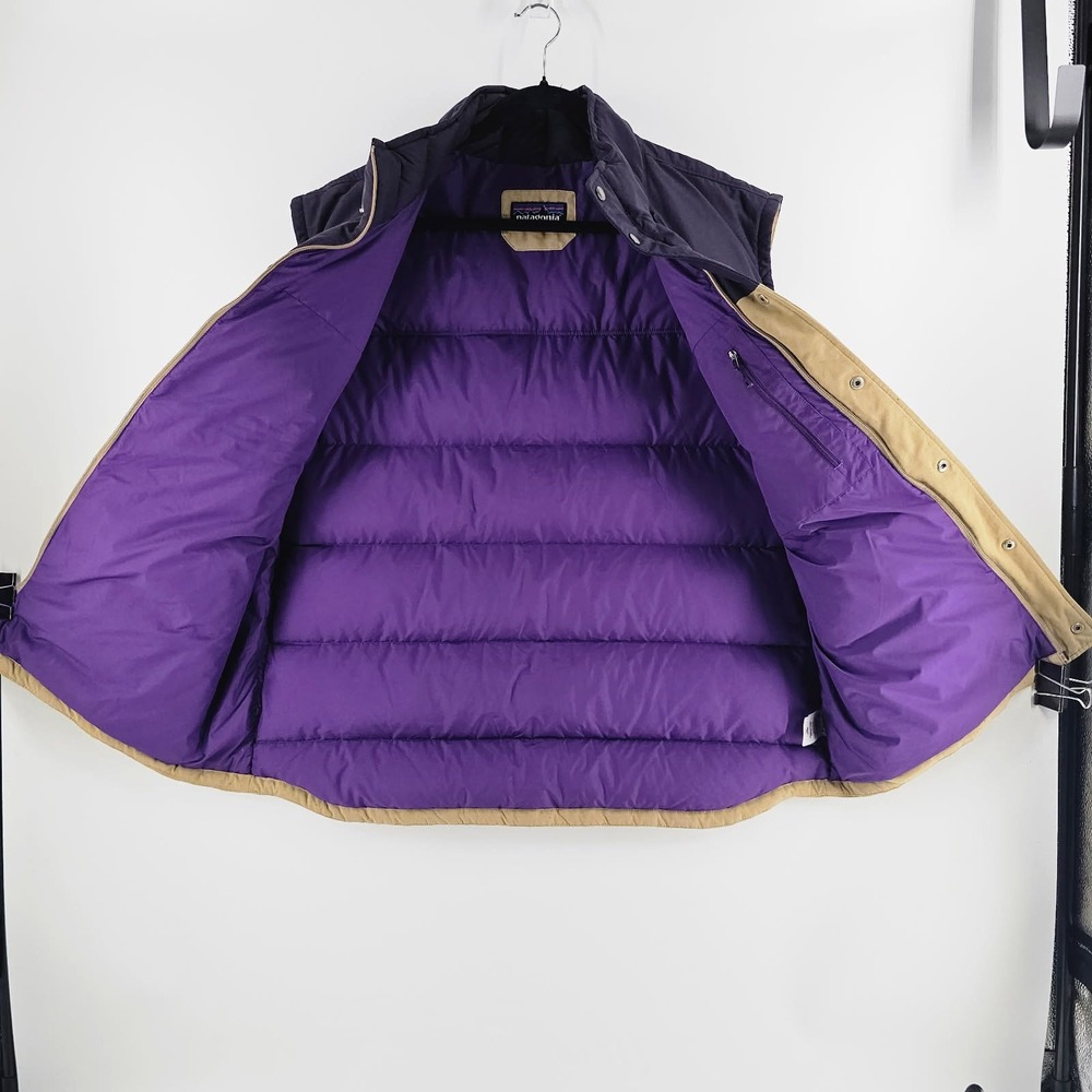 Patagonia Bivy Down Vest Mens XXL Tan Navy Blue t Puffer 27585FA13 - Picture 2 of 10